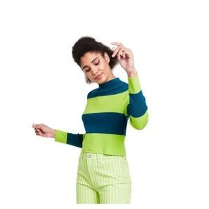 Victor Glenaud x Target teal and blue mock turtleneck sweater